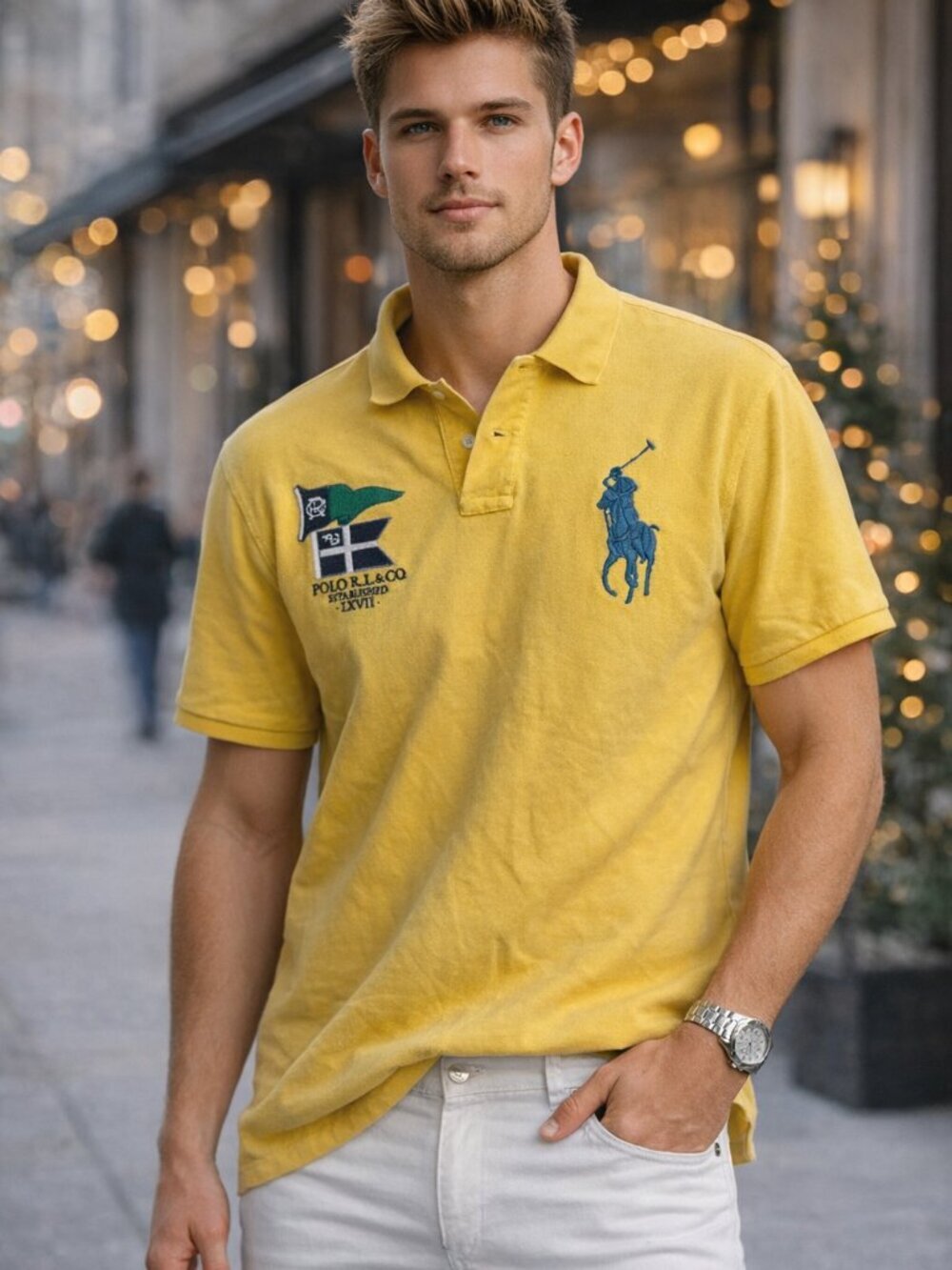 Polo Ralph Lauren Men’s Yellow Custom Slim Fit Polo Shirt Size XXL 36409